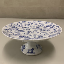 Carregar imagem no visualizador da galeria, Prato Para Bolo Em Porcelana Coleçao Jungle Blue - Unidade
