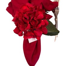 Carregar imagem no visualizador da galeria, Porta Guardanapo Flor Hortênsia Vermelho Com Folha Mesa Da Clau-Kit 08