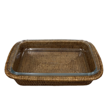 Carregar imagem no visualizador da galeria, Tigela Em Vidro E Suporte Em Rattan Maya 39cm Natural Home-Un
