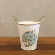 Carregar imagem no visualizador da galeria, Cachepô Em Metal Off White E Dourado Cromus - Pç