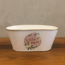 Carregar imagem no visualizador da galeria, Cachepô Em Metal Off White E Dourado Cromus - Pç