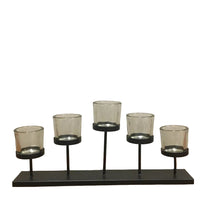 Carregar imagem no visualizador da galeria, Porta Velas Em Ferro Preto Fosco E Vidro Cross - Pç