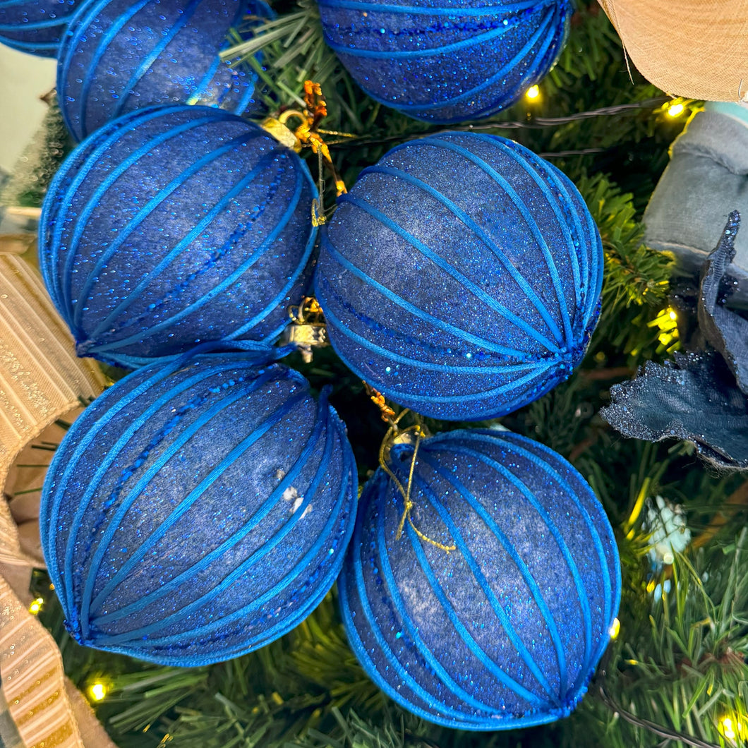 Bolas De Natal Azul Com Glitter Tok Da Casa - Cx