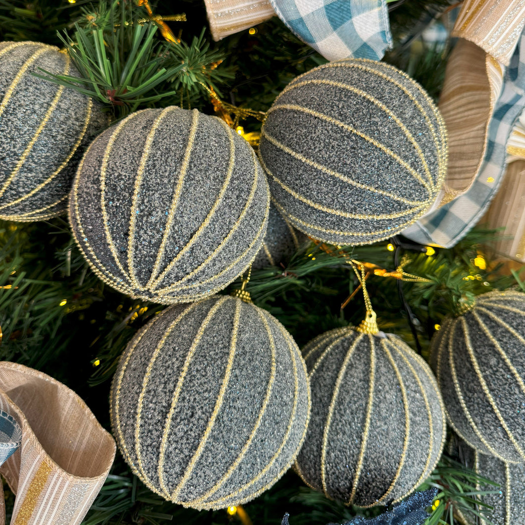 Bolas De Natal Azul Com Fio Dourado Tok Da Casa - Cx