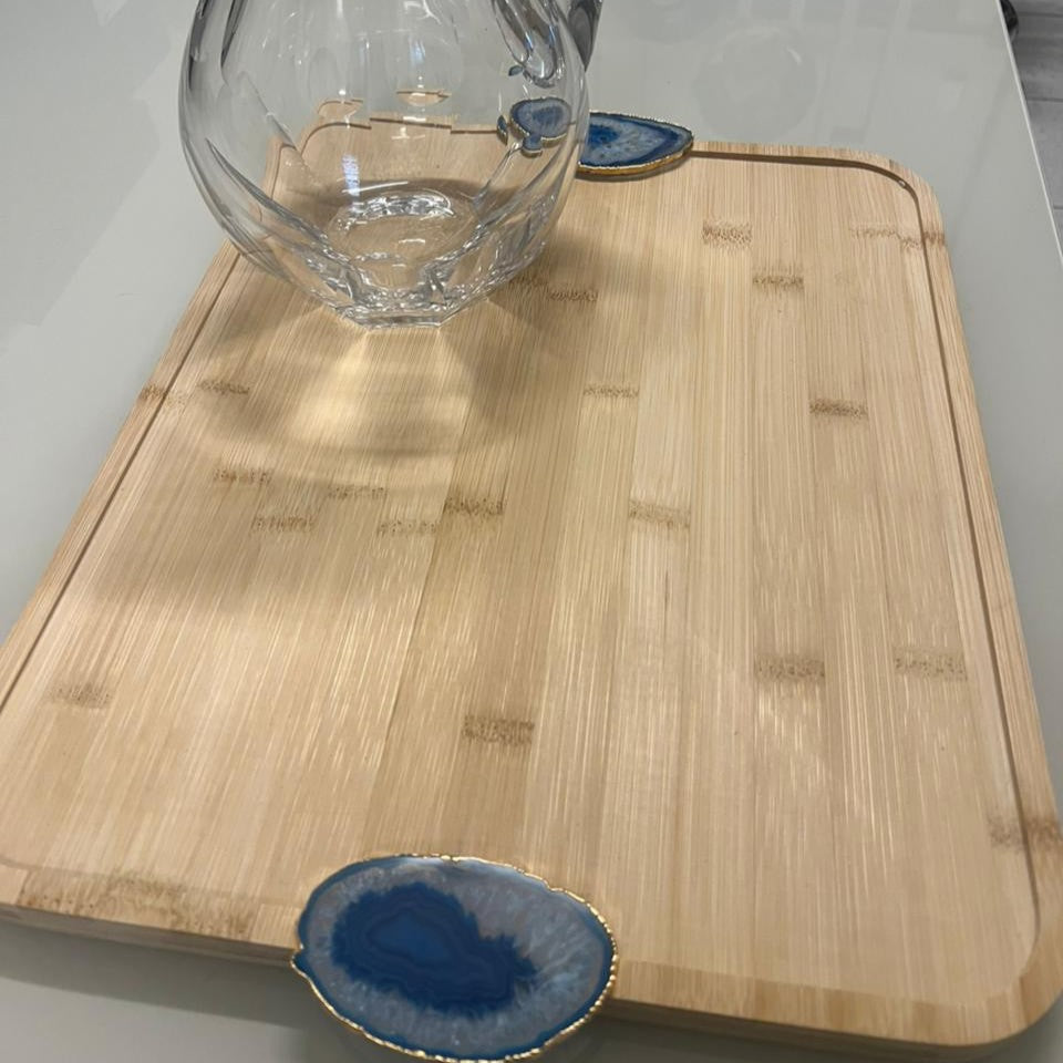 Bandeja Em Bambu G E Ágata Azul - Un