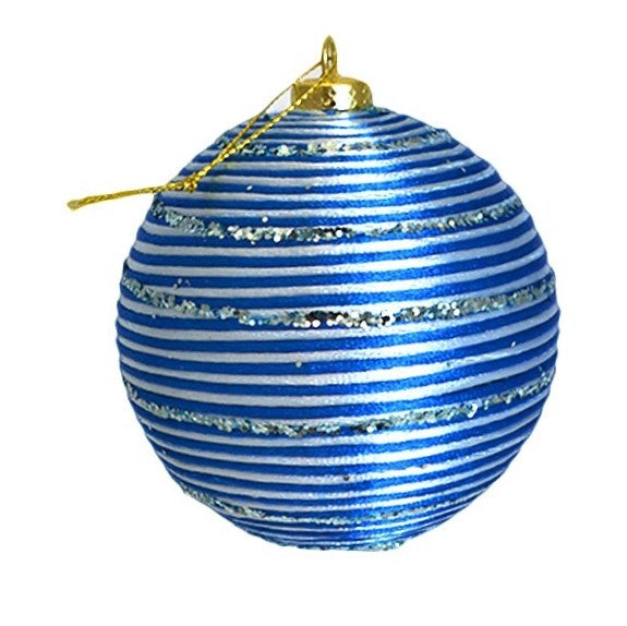 Bolas De Natal Azul E Branca Com Glítter - Caixa