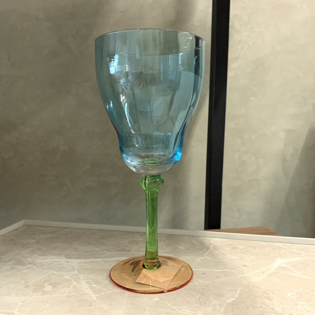 Taça Em Vidro Colorido Azul Para Vinho - Caixa