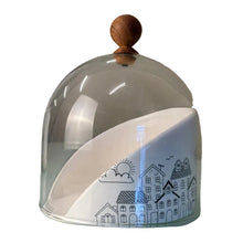 Carregar imagem no visualizador da galeria, Porta Panetone Em Cerâmica Álamo Com Cúpula Em Vidro - Pç
