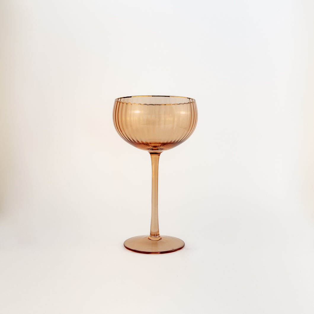 Taça Em Vidro Rond com Borda Em Dourado Ribeiro E Pavani - Cx