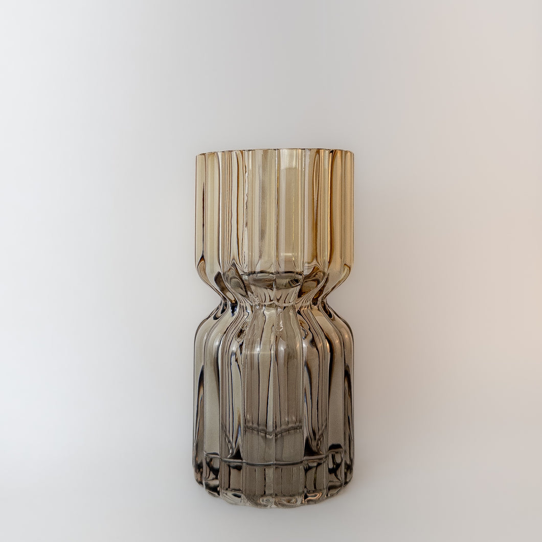 Vaso Em Vidro Colorido Ambre Gris III Ribeiro E Pavani - Pç