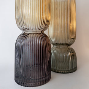Vaso Em Vidro Colorido Ambre Gris II Ribeiro E Pavani - Pç