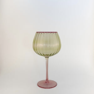 Taça Em Vidro Arrondi Verde com Borda Pink Ribeiro E Pavani - Cx