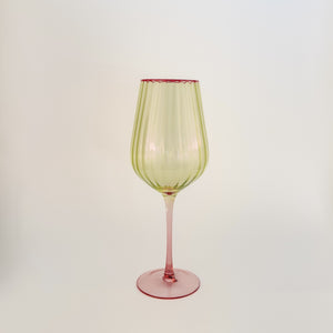 Taça Em Vidro Vin Verde com Borda Pink Ribeiro E Pavani - Cx