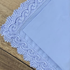 Guardanapo Em Tecido Azul Claro E Renda Mesa Da Clau-Kit
