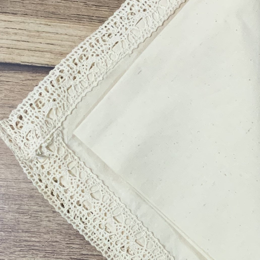 Guardanapo Em Tecido E Renda Em Algodão Crú-Kit