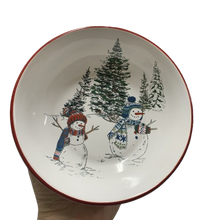 Carregar imagem no visualizador da galeria, Boleira E Bowls Em Cerâmica Boneco De Neve Luiz Salvador - Kit
