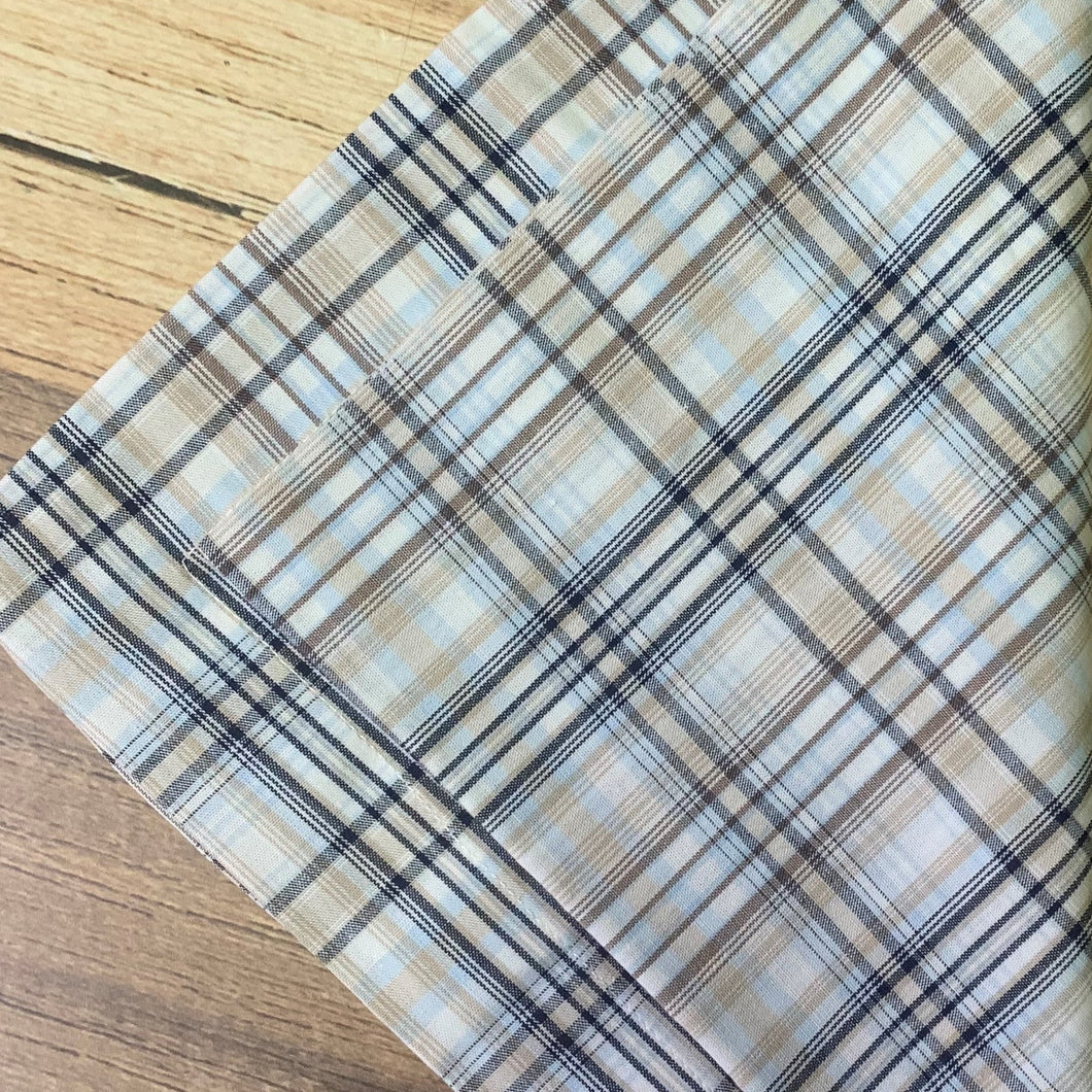 Guardanapo Em Tecido Xadrez Madras Bege Mesa Da Clau-Kit