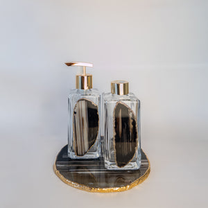 Kit Para Lavabo Em Vidro E Ágata Preto Imagine Gemas-Kit