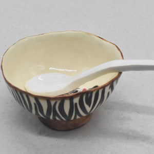Mini Bowl Em Cerâmica Estampa Listras Zebra Zanatta Casa - Unidade