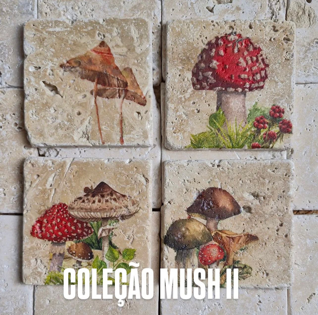 Adorno Em Pedra Natural Travertino Anticato Mush ll - Kit