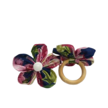 Carregar imagem no visualizador da galeria, Porta Guardanapo Flor De Chita Azul E Rosa Mesa Da Clau-Kit 06
