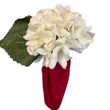 Carregar imagem no visualizador da galeria, Porta Guardanapo Flor Hortênsia Off White Com Folha Mesa Da Clau-Kit 06
