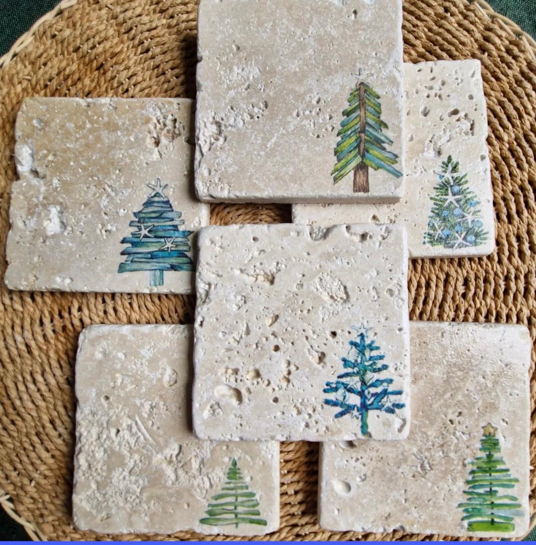 Adorno Em Pedra Natural Travertino Pinheiros - Kit