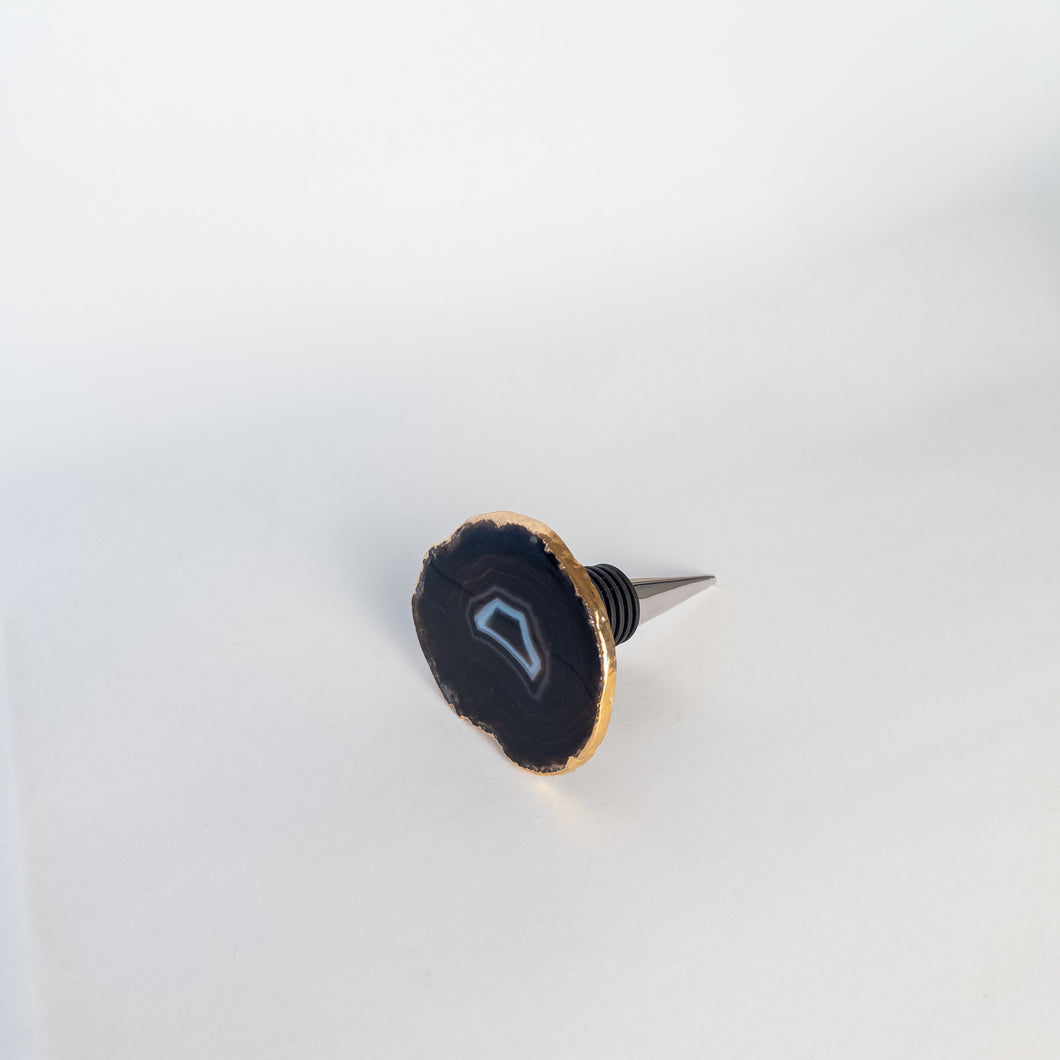 Tampa Rolha Em Ágata Preto Imagine Gemas-Un