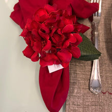 Carregar imagem no visualizador da galeria, Porta Guardanapo Flor Hortênsia Vermelho Com Folha Mesa Da Clau-Kit 08
