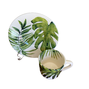 Xicara Em Cerâmica Para Chá Coleção Folhas Verdes Cerâmica Luiz Salvador - Caixa