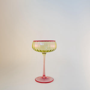Taça Em Vidro Rond Verde com Borda Pink Ribeiro E Pavani - Cx