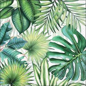 Guardanapo Em Papel Decorado Tropical Leaves White Ambiente-20 Un