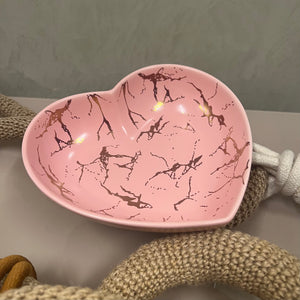 Bowl Em Cerâmica Coleção Coração Rosa Marmorizado G - Unidade