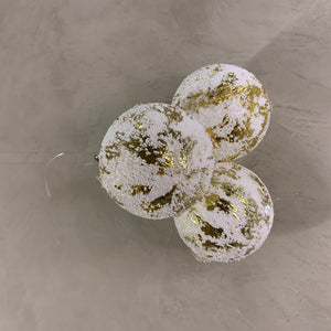 Bolas De Natal Flocada Branco E Dourado II - Caixa