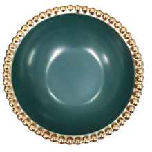 Carregar imagem no visualizador da galeria, Bowl Em Cerâmica Verde Com Bolinhas Douradas - Unidade
