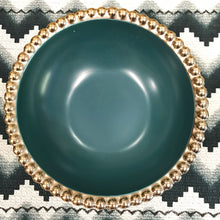 Carregar imagem no visualizador da galeria, Bowl Em Cerâmica Verde Com Bolinhas Douradas - Unidade
