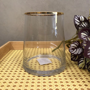 Vaso Em Vidro Com Borda Dourada - Unidade