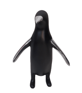 Escultura Pinguim Preto Com Alumínio Modali Design - Unidade