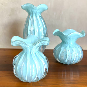 Vaso Em Cristal Frufru Azul Pacific Cristais São Marcos - Unidade